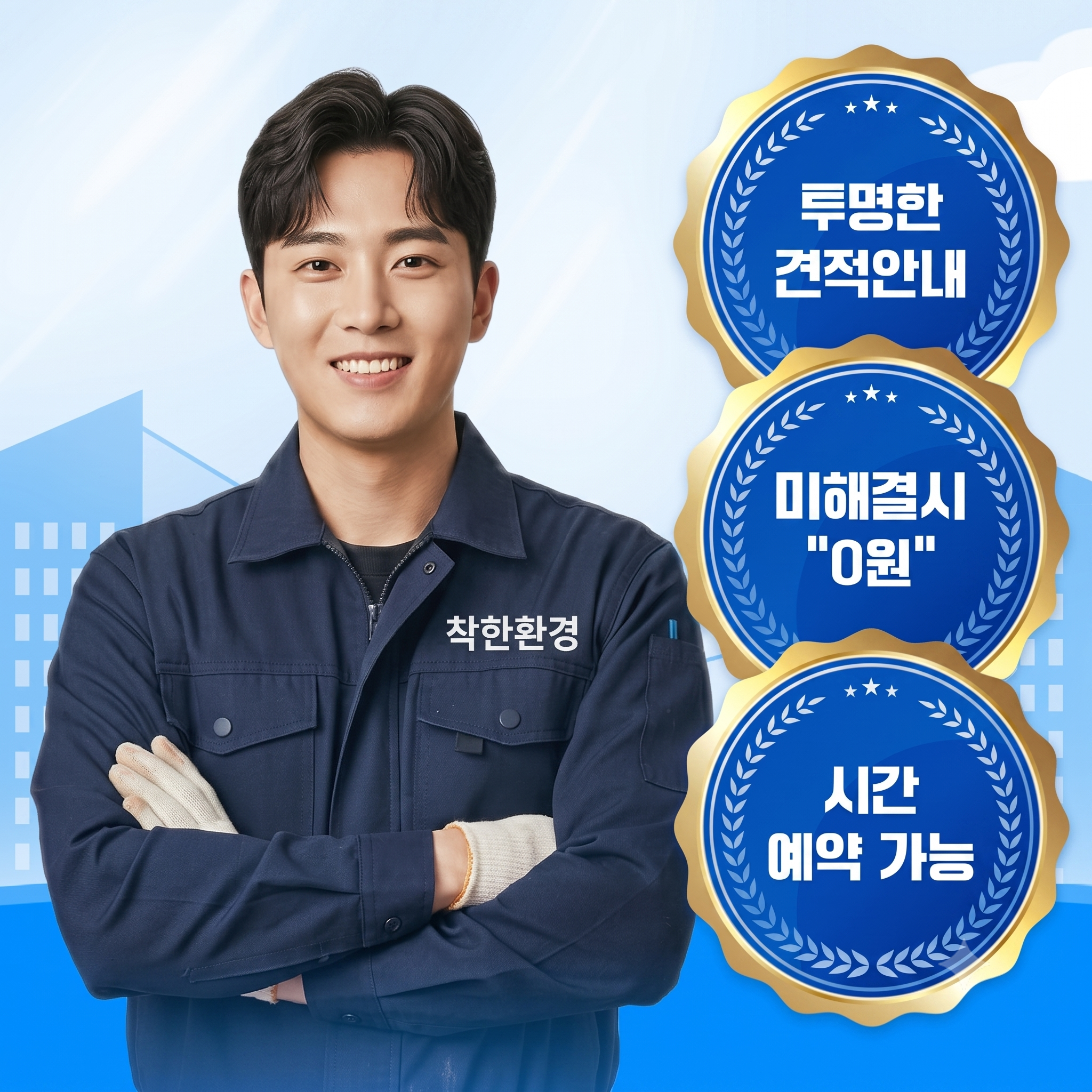 착한환경 투명한 견적안내, 미해결 시 0원, 시간 예약 가능